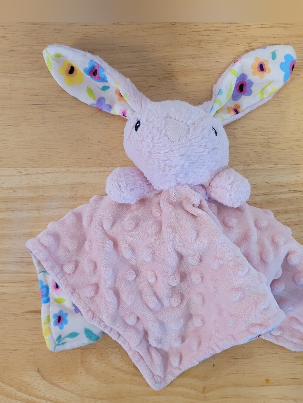 Parents Choice Walmart Pink Bunny Rabbit Floral Lovey Security Blanket Minky Dot